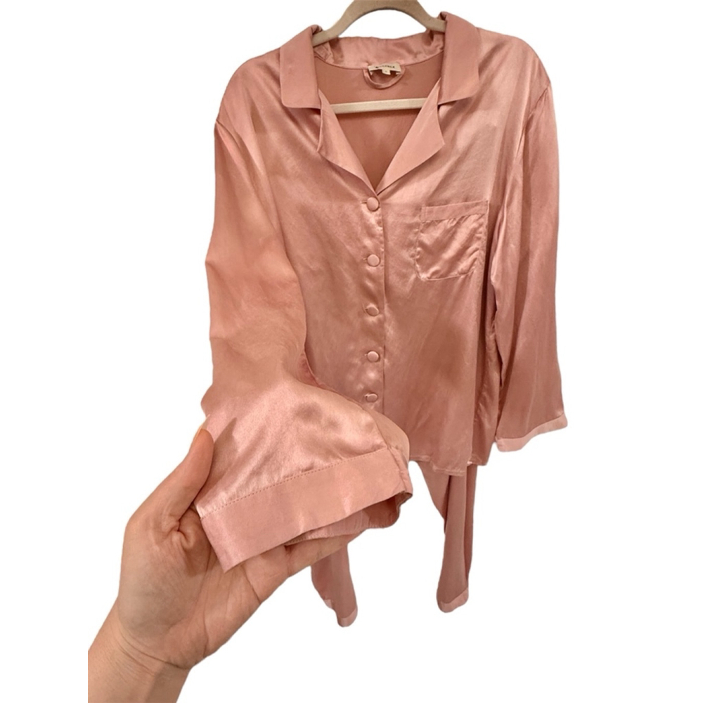 Lilysilk Women's Pink 22 Momme Mulberry Silk Pajamas Set Full Length - XL - Picture 3 of 17